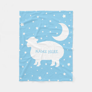 Couverture Polaire Lamb Lune & Étoiles Bébé Bleu & Blanc
