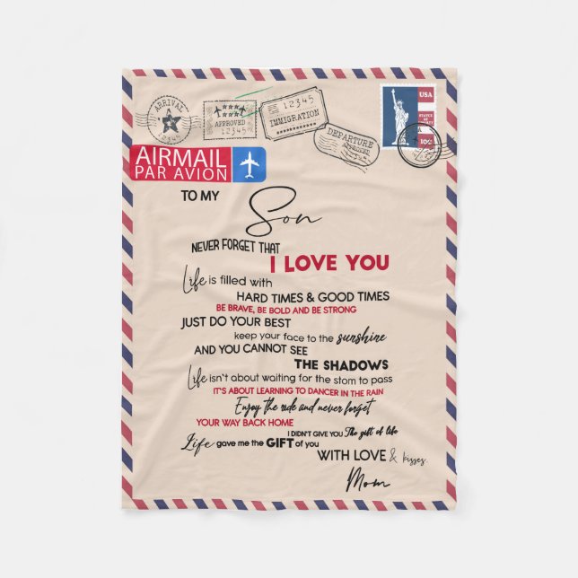 Couverture Polaire L'Amour| À Mon Fils N'Oubliez Jamais Que Je T'Aime (Devant)