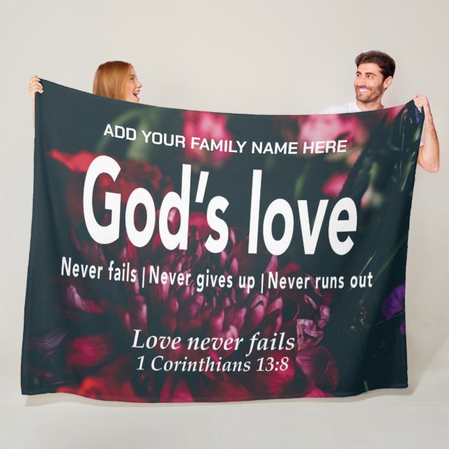 Couverture Polaire L'AMOUR DE DIEU N'ÉCHOUE JAMAIS La Bible chrétienn (En situation)