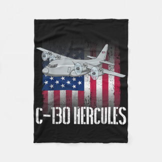 Couverture Polaire L'ancien combattant salé C-130 Hercules Drapeau am