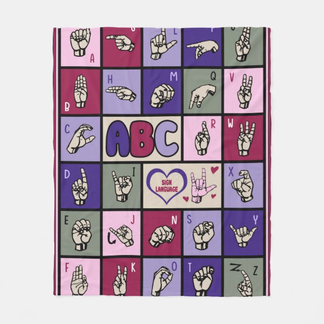 Couverture Polaire Langue des signes ABC love ASL Mom Love (Devant)