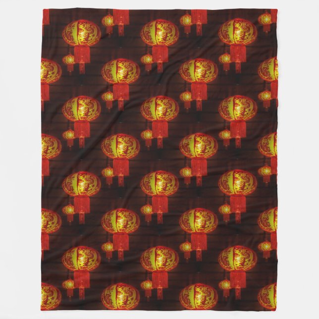 Couverture Polaire Lanternes chinoises traditionnelles - Motif sans c (Devant)