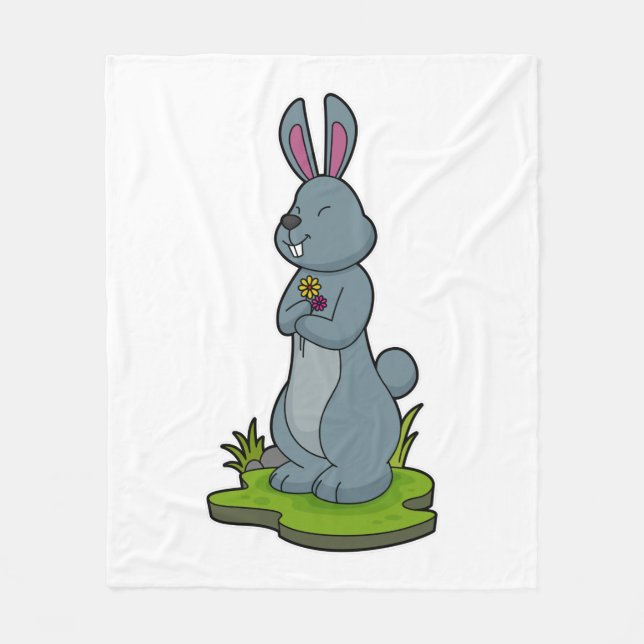 Couverture Polaire Lapin aux fleurs (Devant)