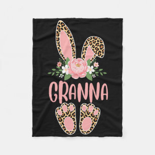 Couverture Polaire Lapin de grand-mère léopard floral Joyeuses Pâques