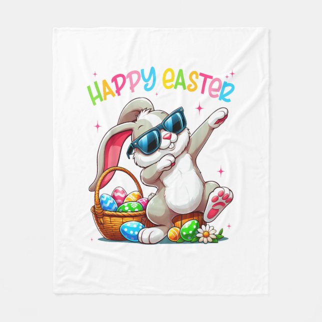 Couverture Polaire Lapin de Pâques qui fait le dab Funny Cadeau de Pâ (Devant)