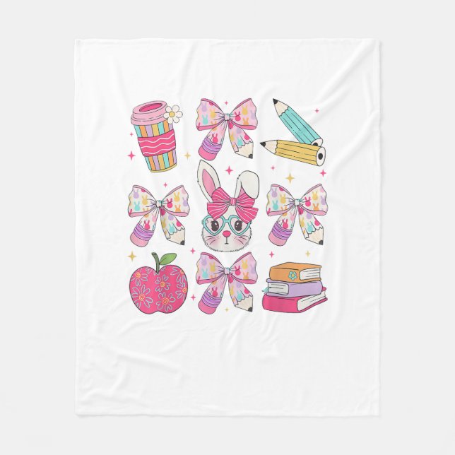 Couverture Polaire Lapin Drôle Coquette Nœud Papillon Professeur de L (Devant)