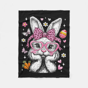 Couverture Polaire Lapin mignon visage léopard coquette noeud papillo