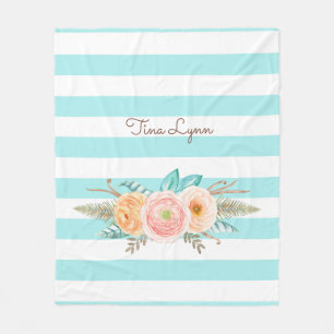 Couverture Polaire L'Aqua chic barre floral et nommé féminins
