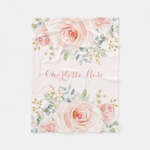 Couverture Polaire L'aquarelle féminine rougissent crèche de bébé