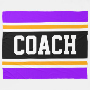 Couverture Polaire Large Athlétisme violet noir entraîneur rayures de