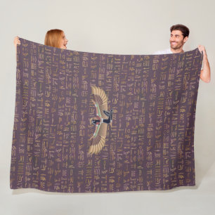 Couverture Polaire Lavande d'or Princesse égyptienne Hiéroglyphes