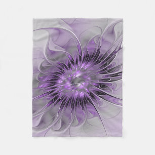 Couverture Polaire Lavande Fleur Dream Moderne Abstrait Fractal Art