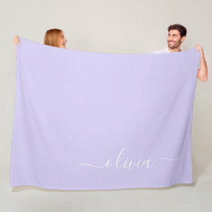 Couverture Polaire Lavende Violet Moderne Écriture Féminine Monogramm