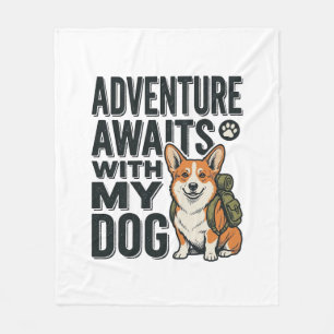 Couverture Polaire L'aventure attend avec mon chien design de randonn