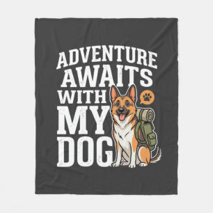 Couverture Polaire L'aventure attend avec mon chien en randonnée