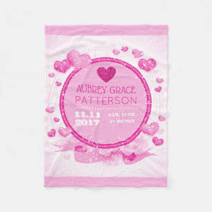 Couverture Polaire Le bébé a personnalisé la crèche rose de coeur