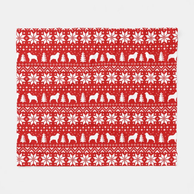 Couverture Polaire Le berger australien silhouette le motif de Noël (Devant (Horizontal))
