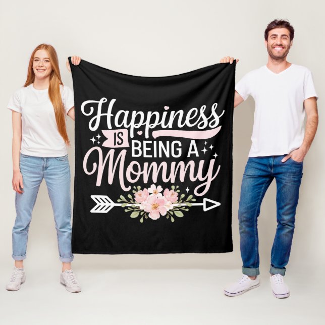 Couverture Polaire Le bonheur est d'être une maman florale Fête des M (En situation)
