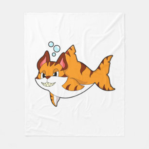 Couverture Polaire Le chat tigre comme requin dans l'eau.PNG