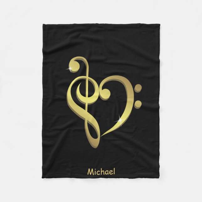 Couverture Polaire Le coeur de musique de clef triple et de clef (Devant)