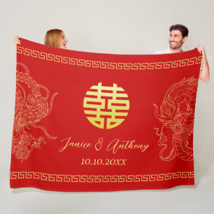 Couverture Polaire Le dragon mariage rouge phoenix traditionnel