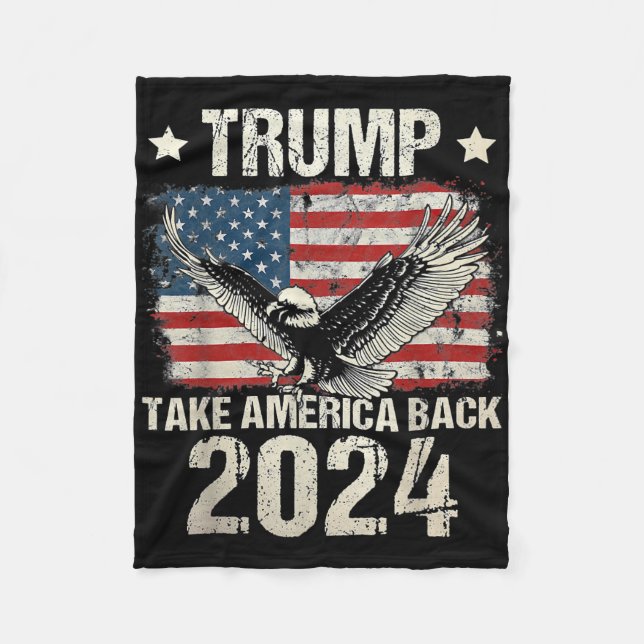 Couverture Polaire Le drapeau de Trump 2024 reprend l'Amérique hommes (Devant)