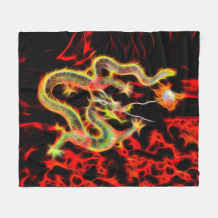 Couverture Polaire Le feu impressionnant de dragon sur l'énergie