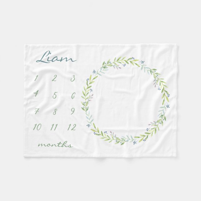 Couverture Polaire Le feuille vert a personnalisé la photo Fle (Devant (Horizontal))