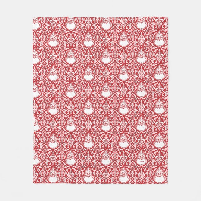 Couverture Polaire Le Grinch | Motif de Damas rouge (Devant)