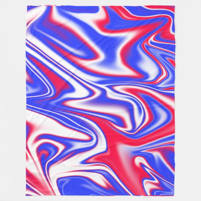 Couverture Polaire "Le marbre rouge, blanc et bleu" (Devant)