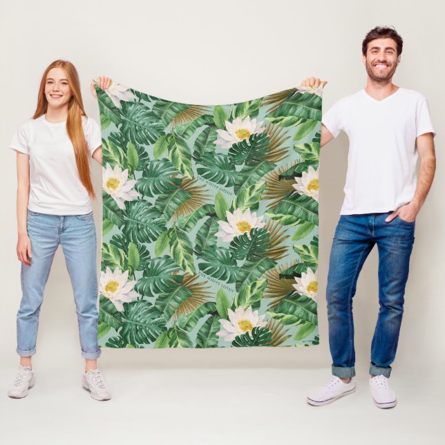 Couverture Polaire Le Motif blanc Lotus Tropical Canopy (En situation)