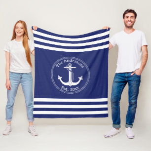 Couverture Polaire Le nom de famille blanc nautique d'Ancre