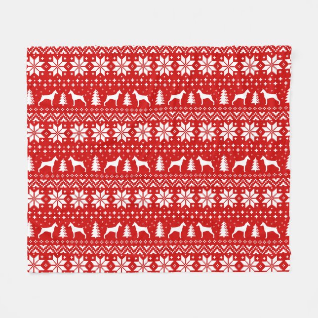Couverture Polaire Le Pinscher de dobermann silhouette le motif de (Devant (Horizontal))