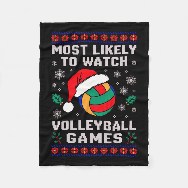 Couverture Polaire Le plus probable regarder Volleyball Père Noël Mat (Devant)