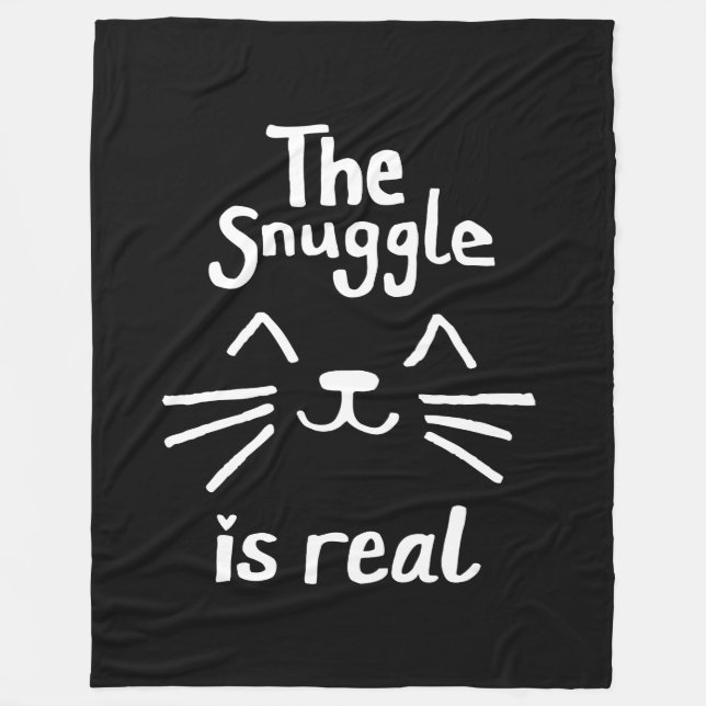 Couverture Polaire Le Snuggle est réel (blanc sur noir) (Devant)