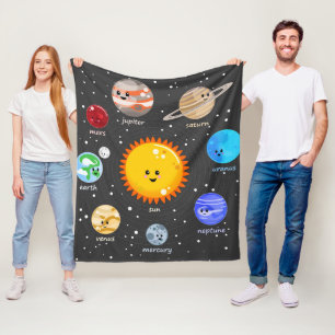Couverture Polaire Le soleil et planètes d'illustration de kawaii de