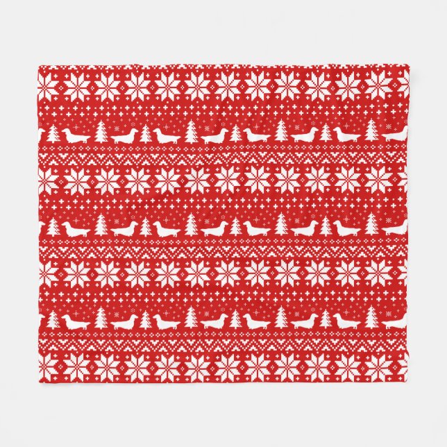 Couverture Polaire Le teckel à cheveux longs silhouette le motif de (Devant (Horizontal))
