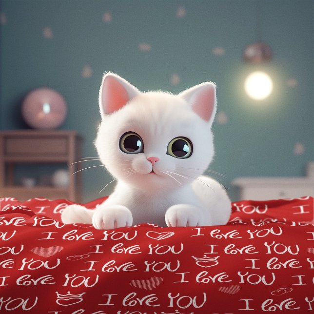 Couverture Polaire Le thème de Valentine Rouge Blanc Je t'aime Motif (Créateur téléchargé)