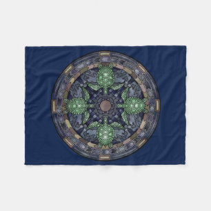 Couverture Polaire L'eau Brown vert-bleu d'océan de mandala de tortue