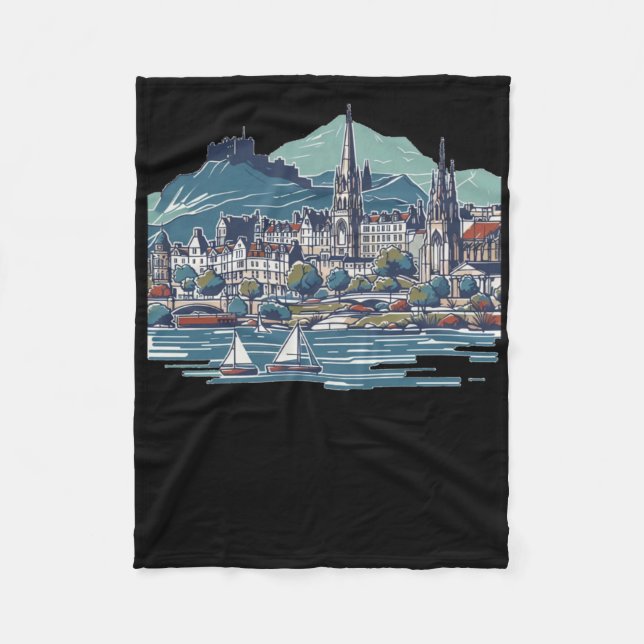 Couverture Polaire L'Ecosse en 3d Sketch Isle Of Skye (Devant)