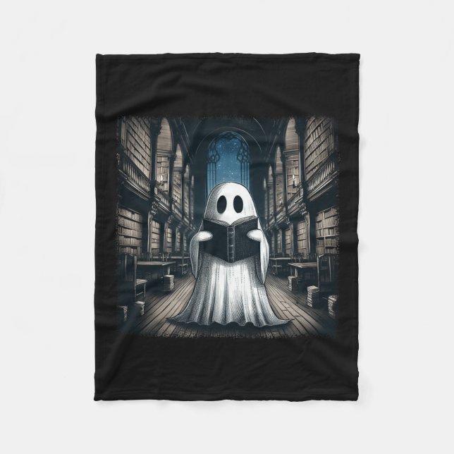 Couverture Polaire Lecture Ghost Library Halloween Librairie Livre Lo (Devant)