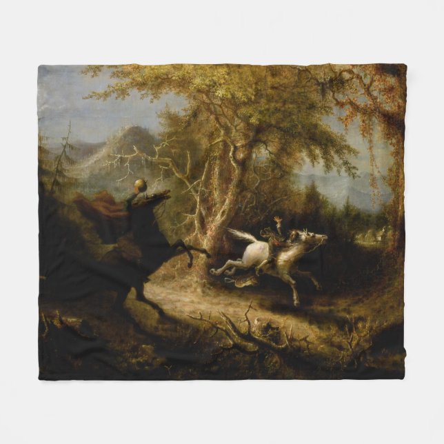 Couverture Polaire Légende du cavalier sans tête fantôme d'Halloween (Devant (Horizontal))