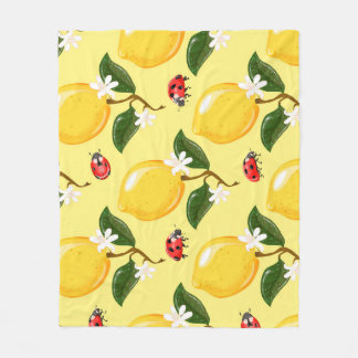 Couverture Polaire Lemon Ladybug : Motif jaune tropical.