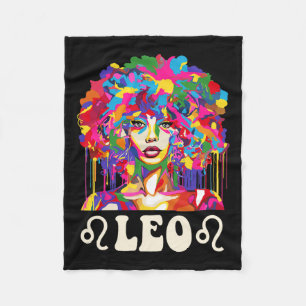 Couverture Polaire Léo Fille Noire Femme Afro-Américaine Art Annivers