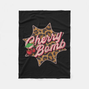 Couverture Polaire Leo Look Vintage Rétro Cherry Bomb Tattoo Rockabil