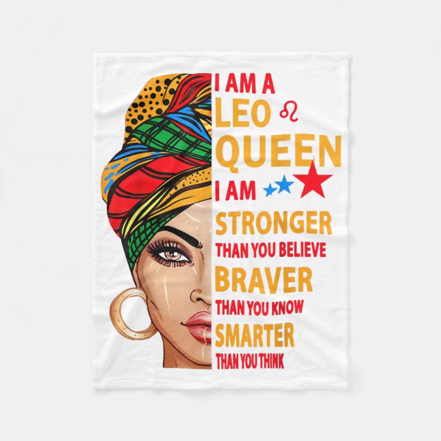 Couverture Polaire Leo queen Je suis plus fort drôle cadeau d'anniver (Devant)