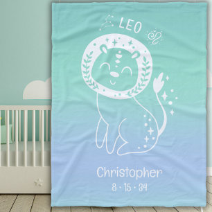 Couverture Polaire Leo Zodiac Star Nom personnalisé Date de naissance