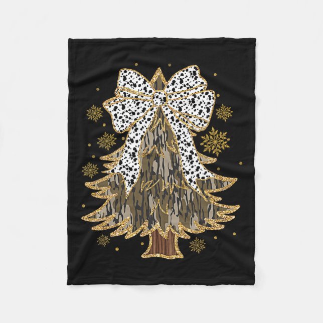 Couverture Polaire Leopard Coquette Bow Camo Christmas Tree Chasse G (Devant)