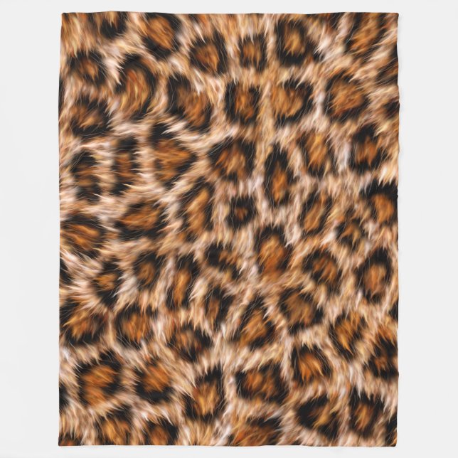 Couverture Polaire Leopard Jaguar Chat fourrure Brown Motif-24609 (Devant)