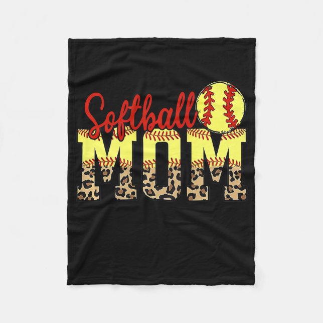 Couverture Polaire Leopard Softball Maman Jour des Mères Fête 2022 (Devant)